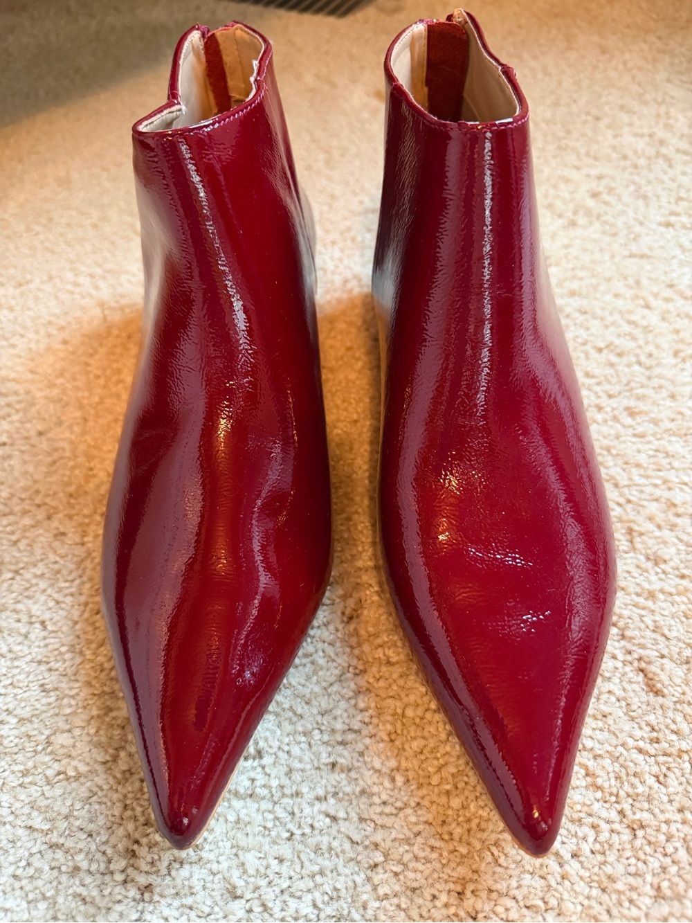 Steve Madden Red Patent Pointed Ankle Booties
